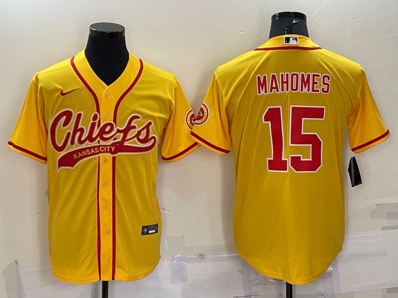 Men Kansas City Chiefs #15 Mahomes Yellow 2022 Nike Co branded NFL Jerseys->kansas city chiefs->NFL Jersey